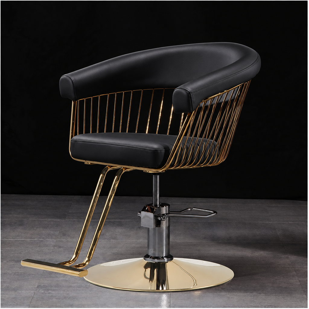ZIA - Boutique Gold & Black PU Hair Styling Chair