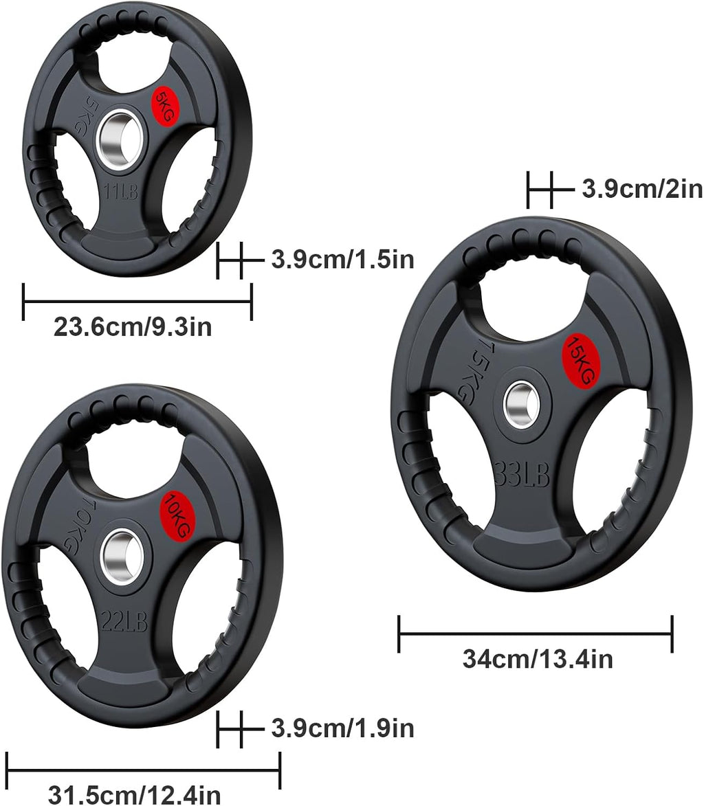 Olympic Weight Plate 50mm - Tri Grip Rubber Coated (Pair)