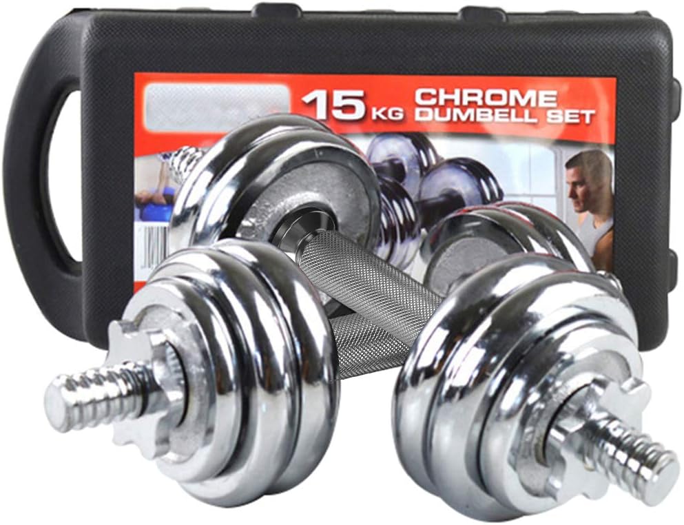 Chrome Dumbbell Set 15kg with Case