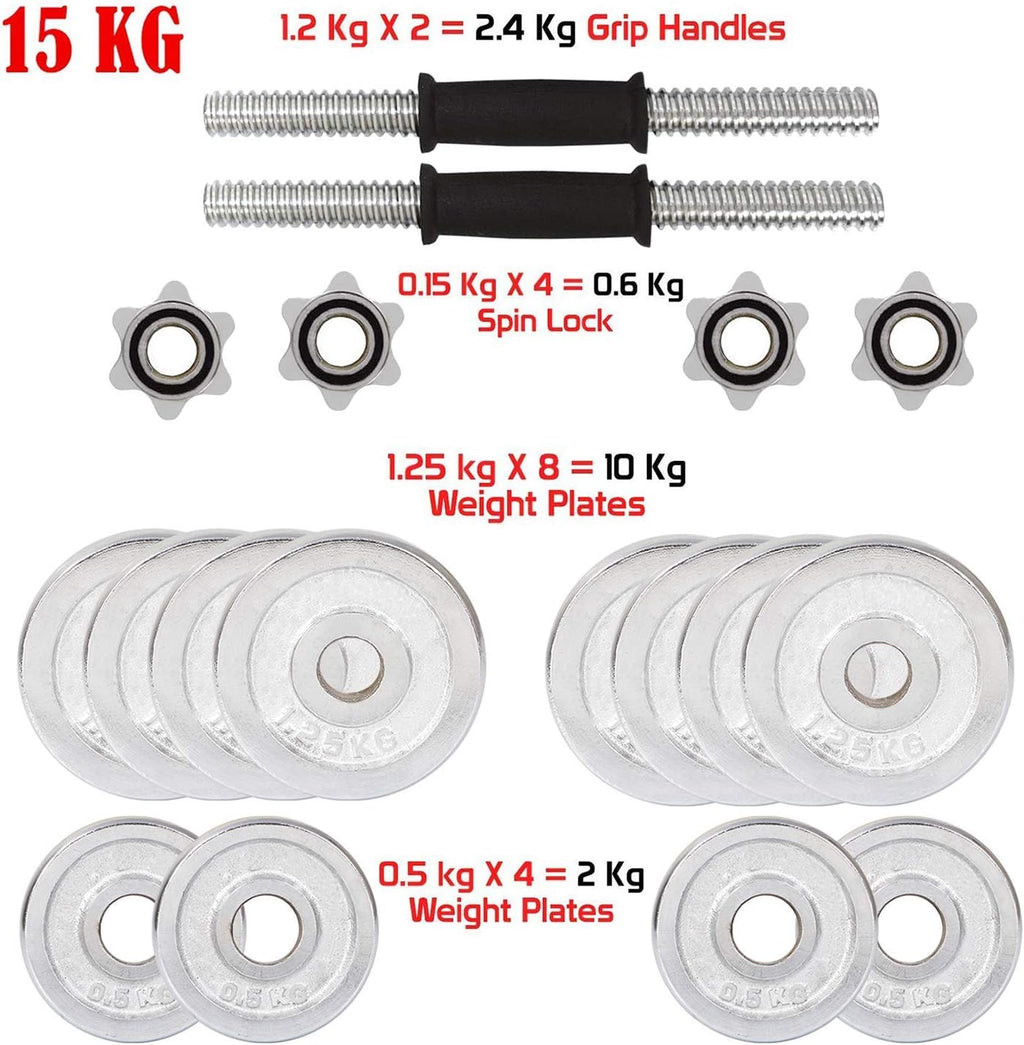 Chrome Dumbbell Set 15kg with Case