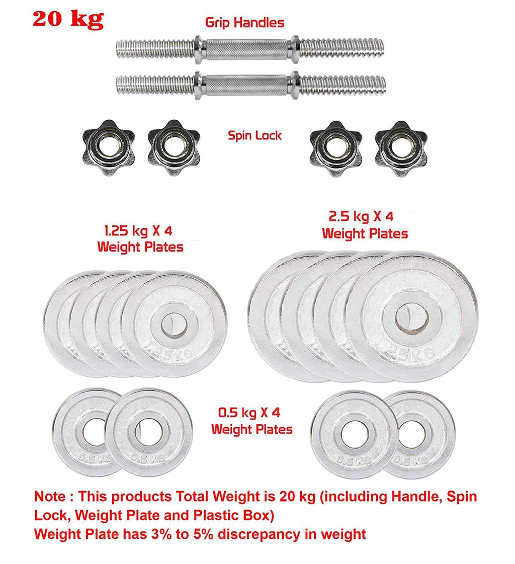 Chrome Dumbbell Set 20kg with Case