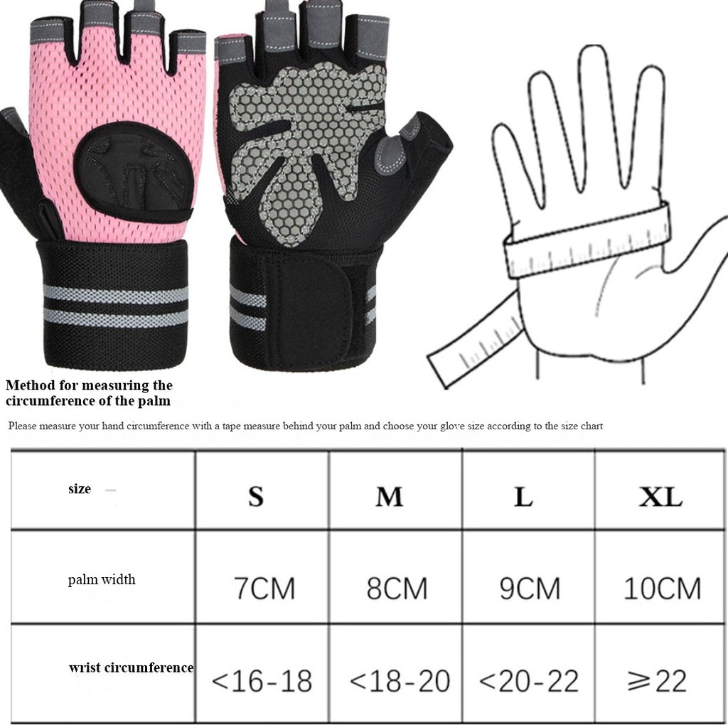Gym Gloves supplied size chart