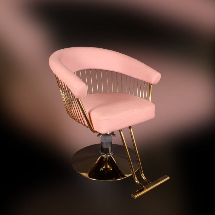 ZIA - Boutique Matte Gold &amp; Pink PU Salon Chair