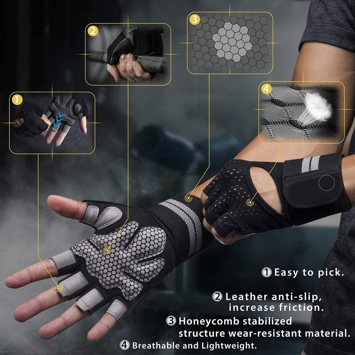 Gym Gloves grip and breathable design