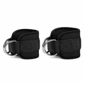 Pair of padded ankle straps for cable machine on white background
