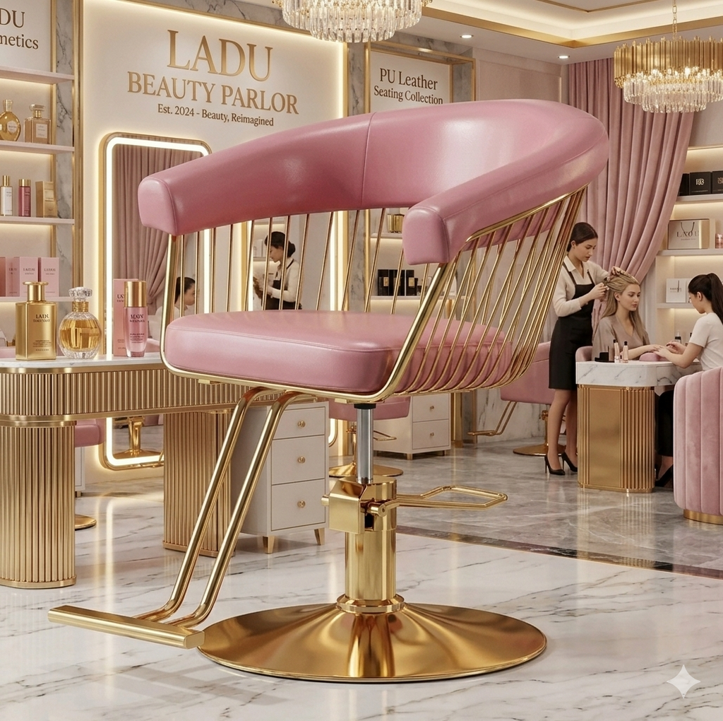 ZIA - Boutique Matte Gold &amp; Pink PU Salon Chair