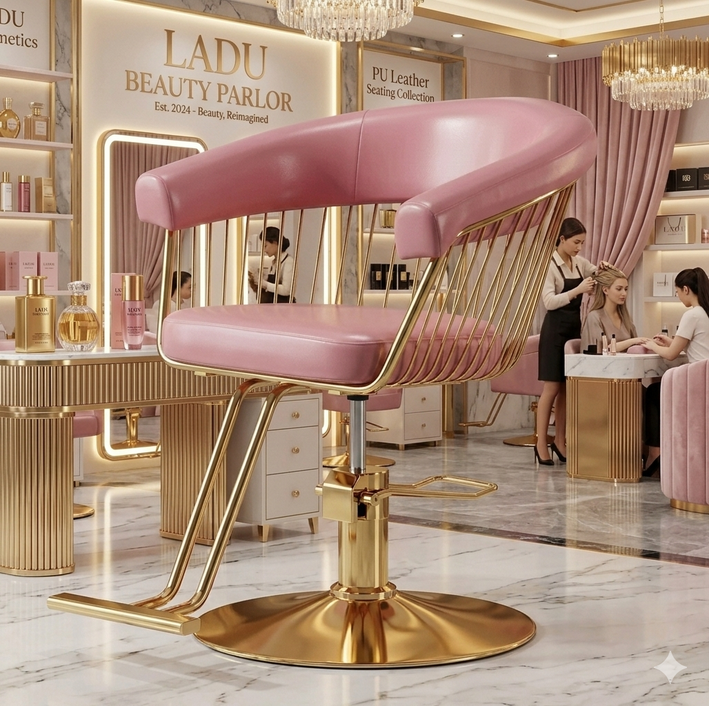 ZIA - Boutique Matte Gold &amp; Pink PU Salon Chair
